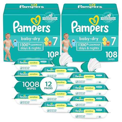 Pampers Baby Dry Disposable Baby Diapers Size 7, Month Supply (2