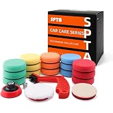 SPTA Drill Polishing Pads Kit, 20pcs 3inch (80mm) Car Foam Polishing Buffing Pads, Wool Pads, Multifunctional Cleaning Brush, Backing Plate for Car Polisher Polishing,Buffing and Cutting