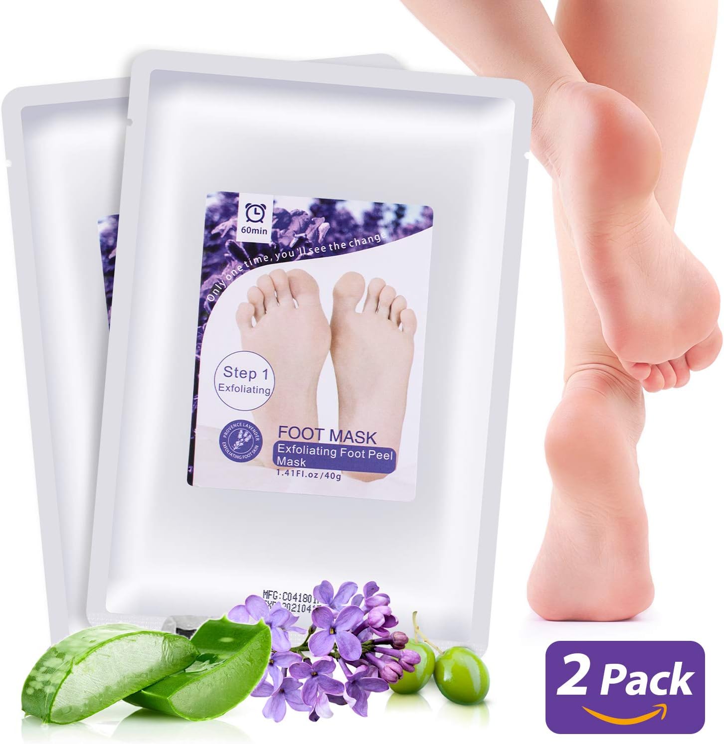 Foot Peel Mask MayBeau 2 Pairs of Foot Masks Callus and Dead Skin Remover Exfoliating and Moisturizing Set