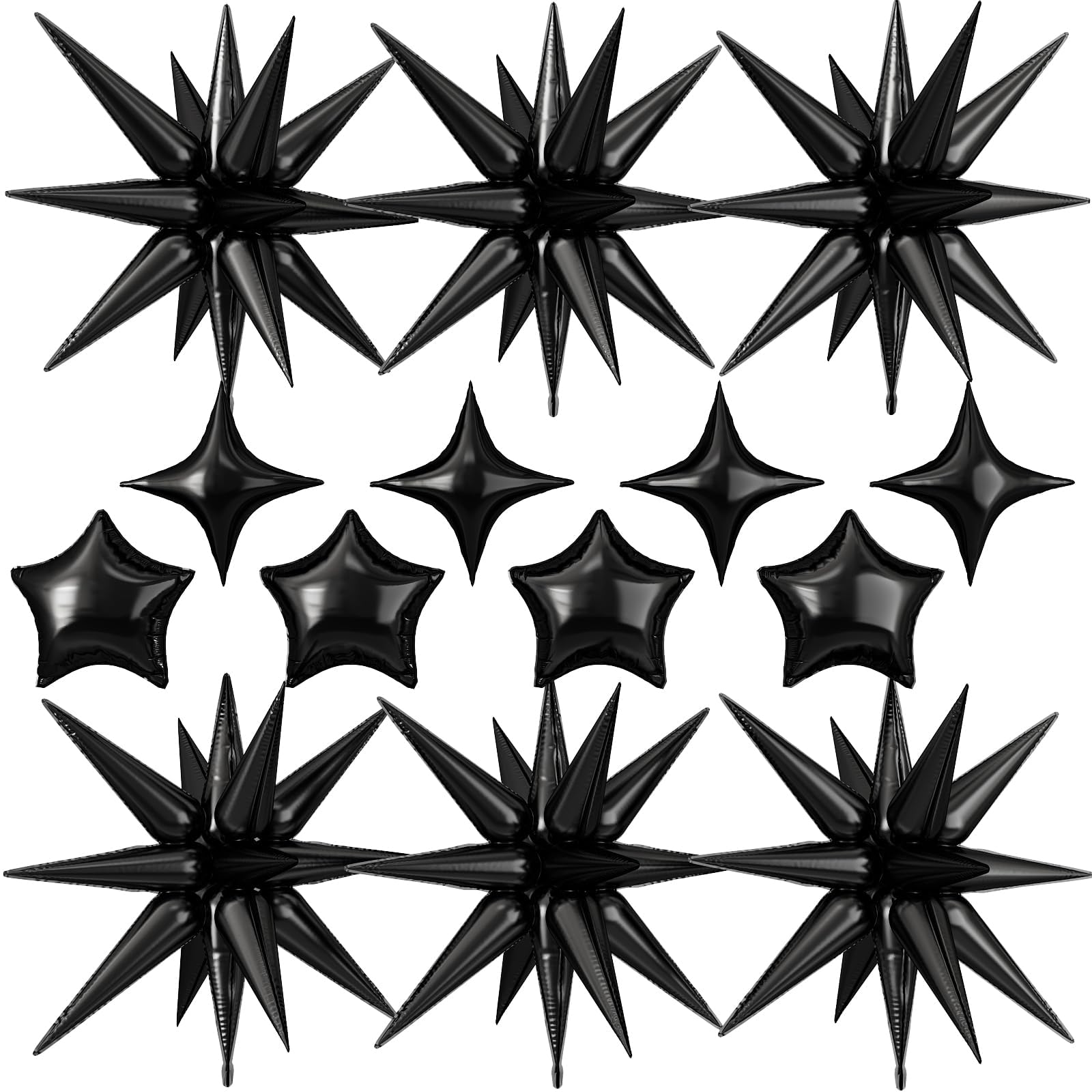 Photo 1 of 14pcs Black Star Balloons, Mixed Star Foil Balloon, 22Inch Explosion Stars Balloons with 10Inch Stars Shaped Balloon, for Birthday Graduation Anniversary Wedding Baby Shower Disco Party Decorations