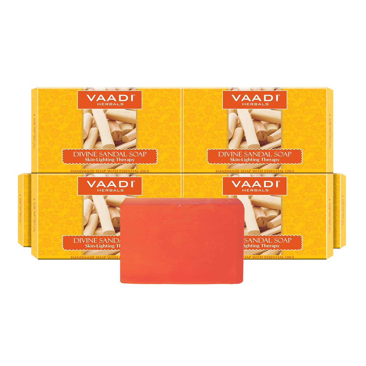Vaadi Herbals Divine Sandal Soap with Saffron and Turmeric, 75gms x 6