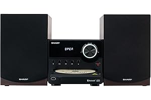 Sharp XL-B512 Micro Component Wireless Bluetooth Audio Streaming & CD Player Wood Speaker System + Remote, USB Port, MP3 Play