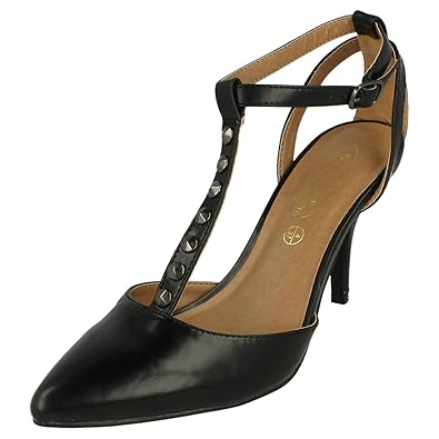 ladies black t bar shoes