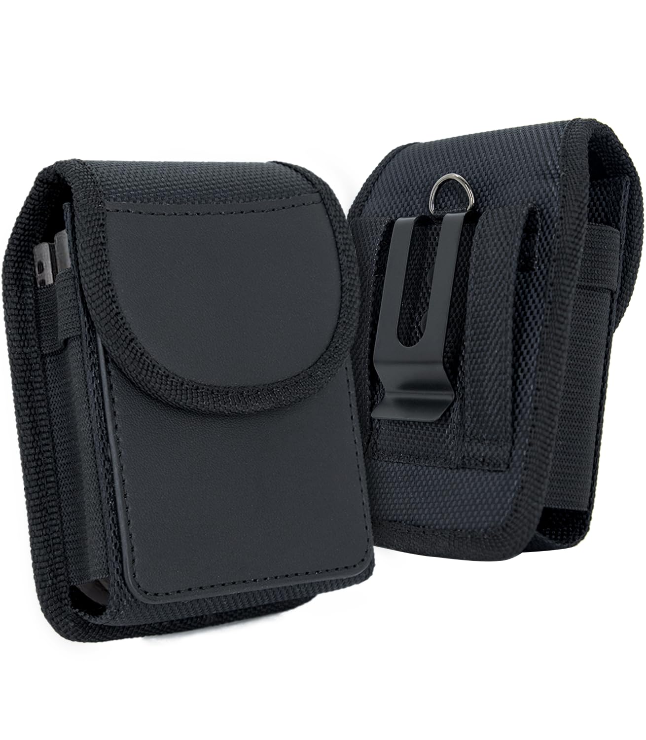 URDIKKG Phone Holster Pouch Compatible with Samsung Galaxy Z Flip 7/6/5/4/3, Motorola Razr Series, Cell Phone Belt Holder with Card Holder and Magnetic Closure, XS-Black