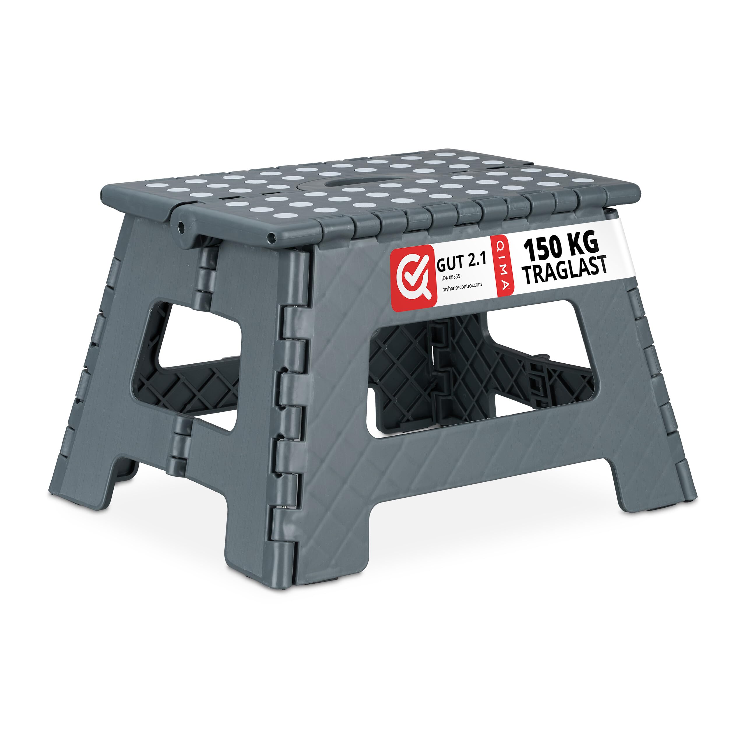 Relaxdays Folding M, Portable, Step, Kids’ Bathroom Stool for up to 120 kg, Plastic, 22 cm Tall, Dark Grey, 22 x 25 x 31,5 cm