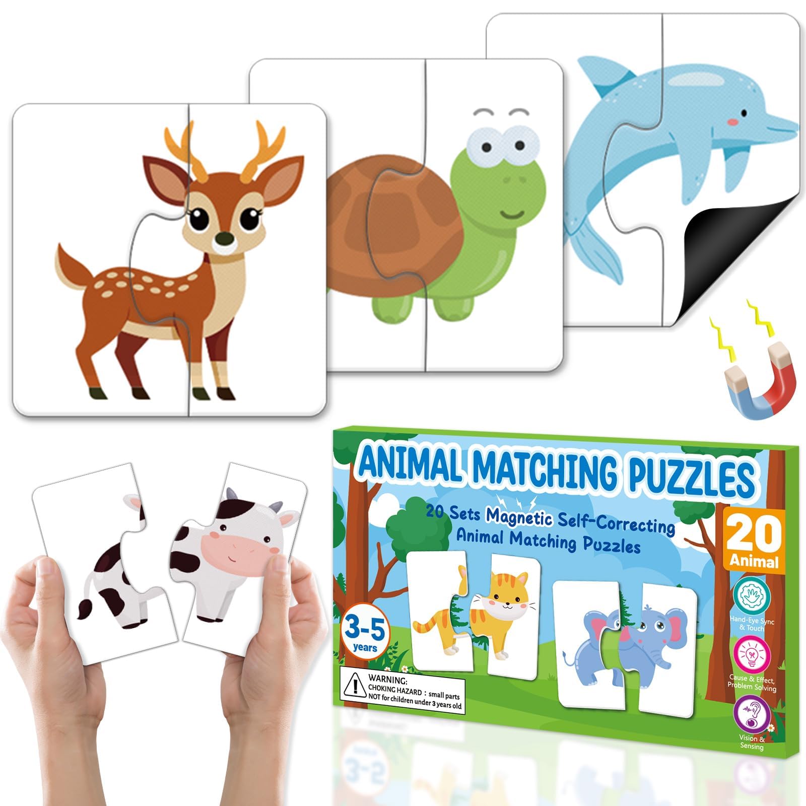 Photo 1 of Lonfliness 20Pcs Magnetic Animal Matching Puzzles for Kids Self-Correcting Puzzles Sets Head and Tails Correction Montessori Toy Birthday Gifts for Toddlers Preschool Learning Educational Activity
