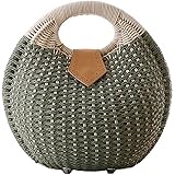 Tonwhar Lady's Stylish Shell Shape Straw Tote Handbag Rattan Beach Bag