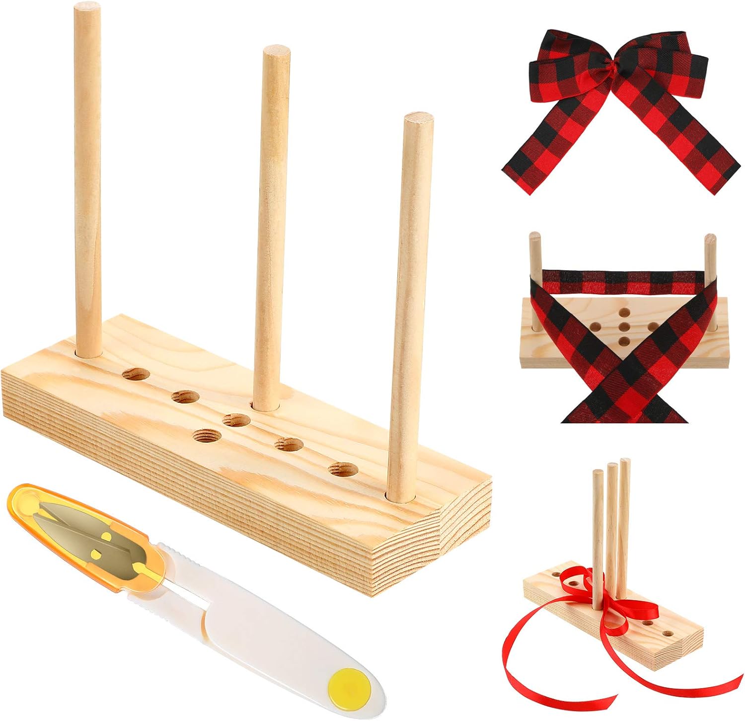 Sewing & Fabric Bow Maker Wooden Wreath Bowing Making Tool for Ribbon