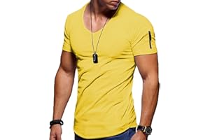 CLOUDMALL Men Sexy Deep V Neck T Shirt Short Sleeve Slim Fit T-Shirt Low Cut Vneck Tee Top