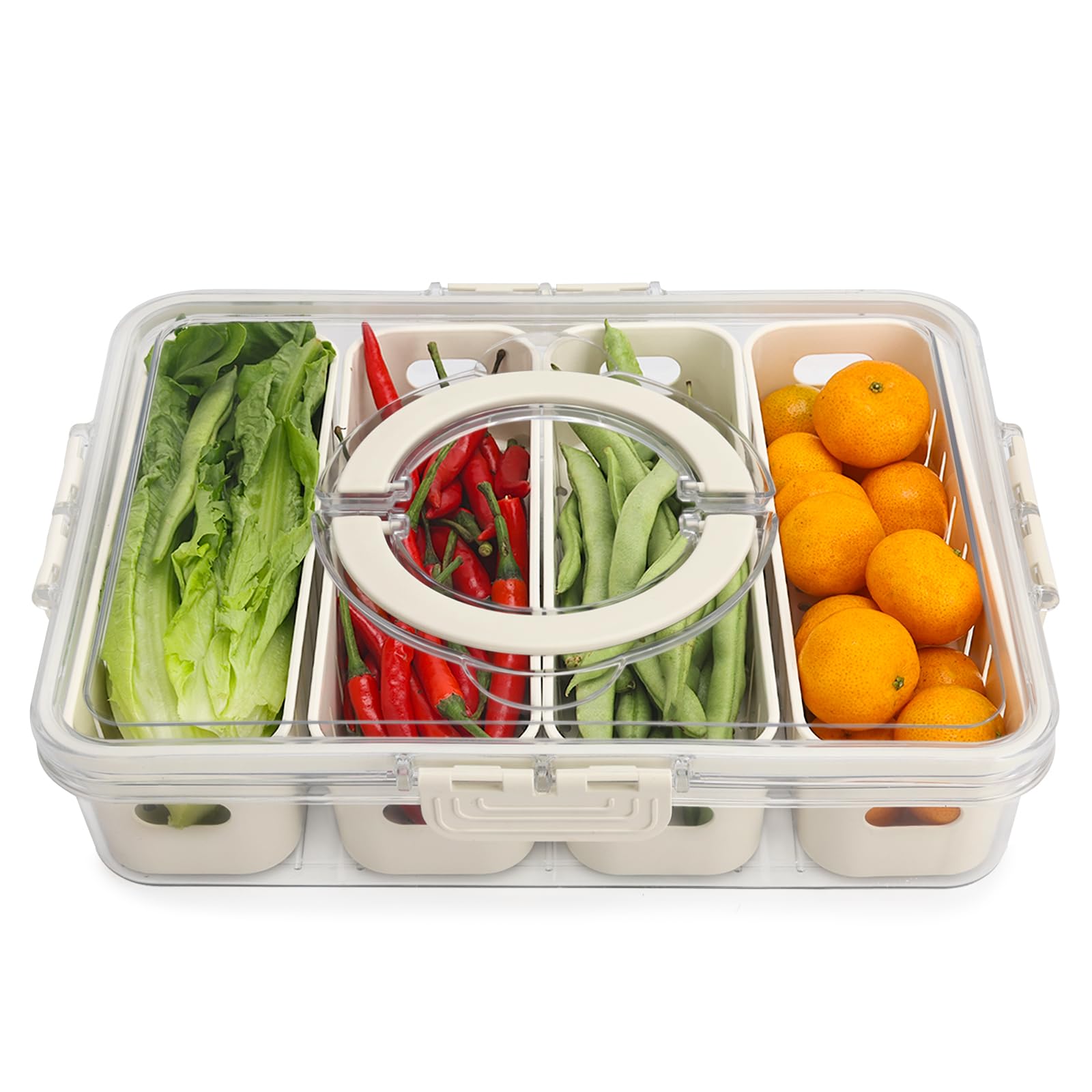 Photo 1 of shopwithgreen Storage Containers for Fridge with Lid and Handle, Portable Food Box Container with 3 Removable Colanders, Fresh Produce Saver for Fruit, Vegetable, Refrigerator, Kitchen, Home, Picnic