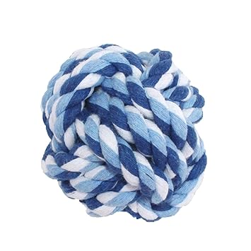 SRI Knotted Cotton Ball Fetch and Chew Toy for Puppies and Cats (Red and White)