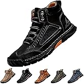 Biliker Boots for Men,Handmade Leather Shoes,Comfortable Waterproof Boots Width w/Arch Support for Outdoor Hiking Trekking