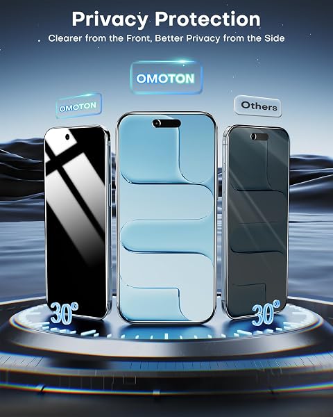 OMOTON PRIVACY SCREEN PROTECTOR FOR IPHONE AIR [ZERO FAILURE APPLICATION], TEMPERED GLASS FOR IPHONE 17 AIR WITH 9H+ HARDNESS & 12FT MILITARY GRADE SHATTERPROOF, 100% ANTI-SPY, FULL COVERAGE PROTECTION, 2 PACK