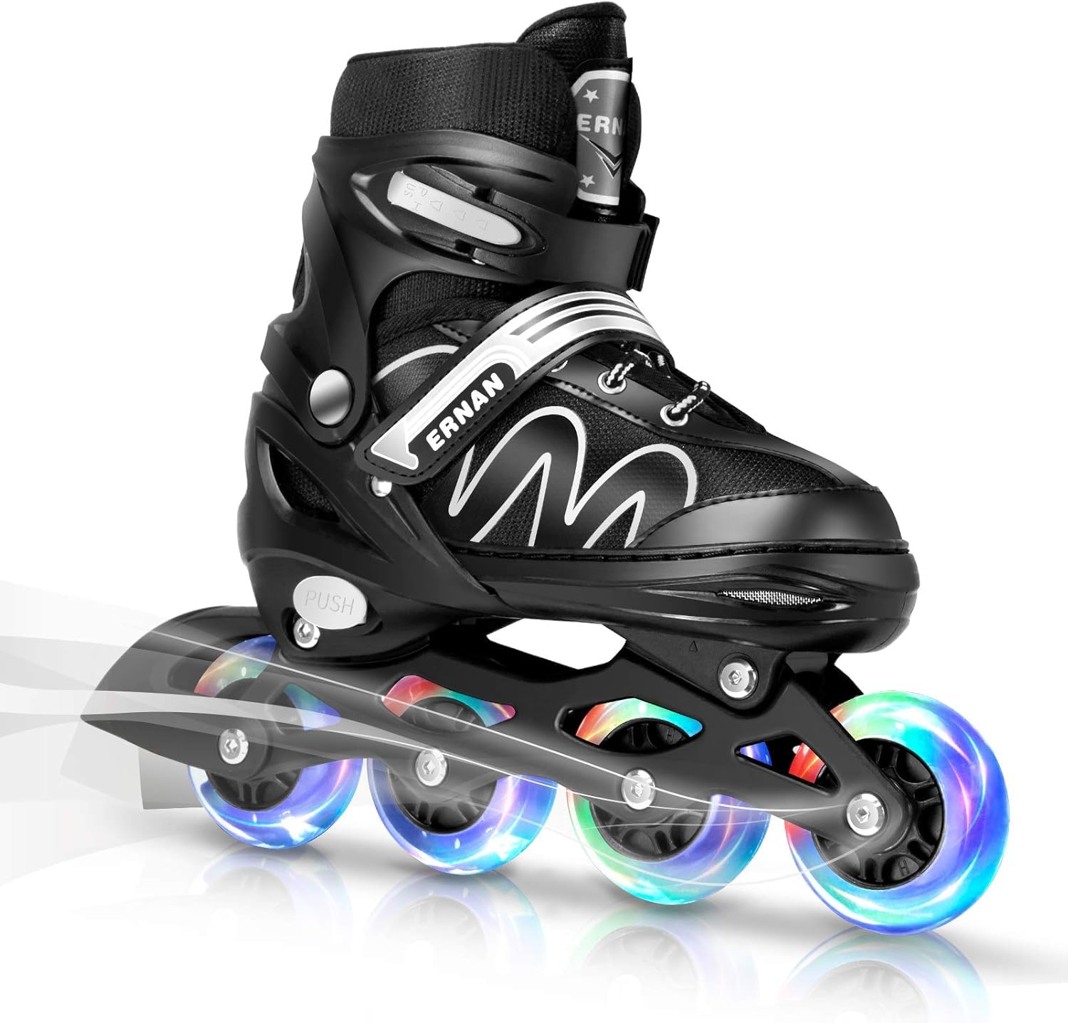 ERNAN Inline Skates,Adjustable Light up Kids Inline Skates, for Boys and Girls,Roller skates for Kids Youth, Beginner (whtie, M)