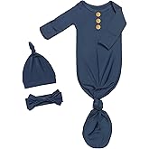 Newborn Baby Knotted Gown Clothes 0-3 Months, Infant Boy Girl Sleeper Outfits