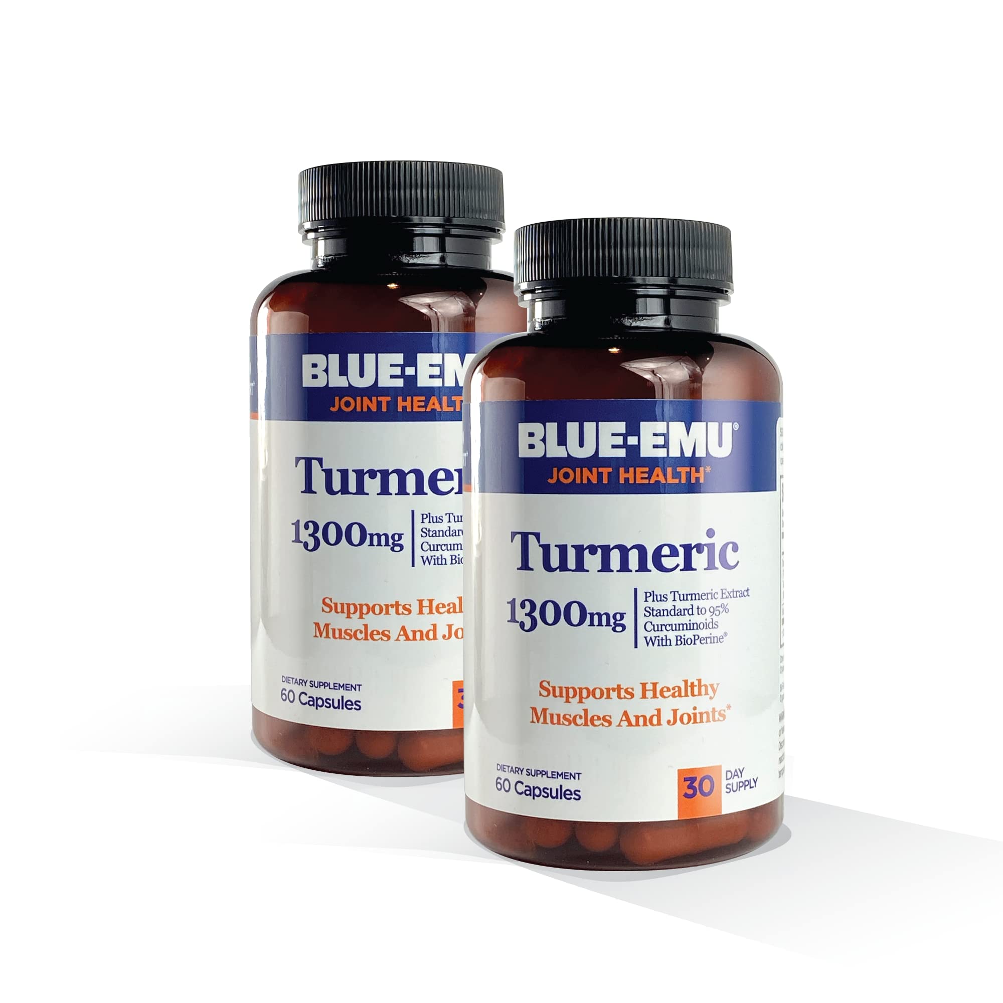 Photo 1 of * expired one/2026*
BLUE-EMU Joint Health Turmeric Extract Plus Bioperine Patented Black Pepper Extract for Enhanced Absorption,1,300 mg, 60 Capsules, 2 Pack