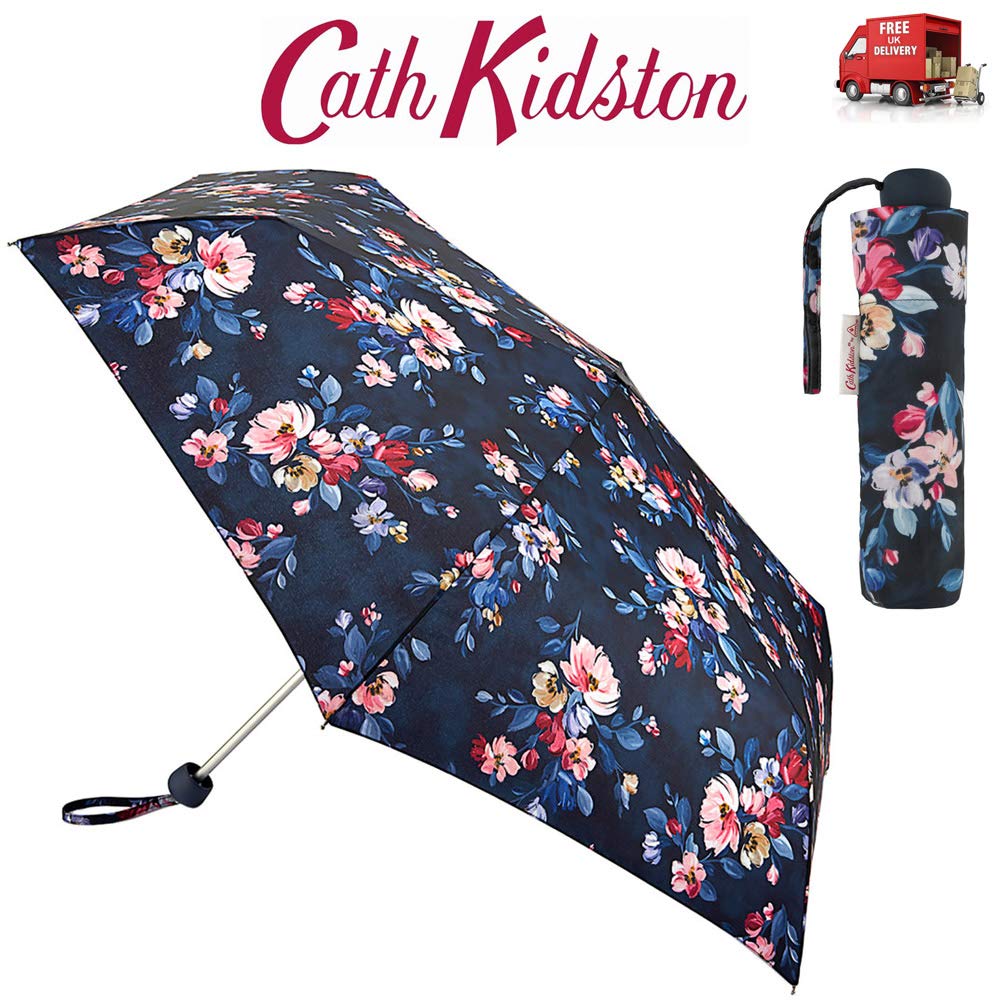 Cath Kidston Paintbox Flowers Minilite Folding Umbrella Handbag Size With Matching Case 8F3743