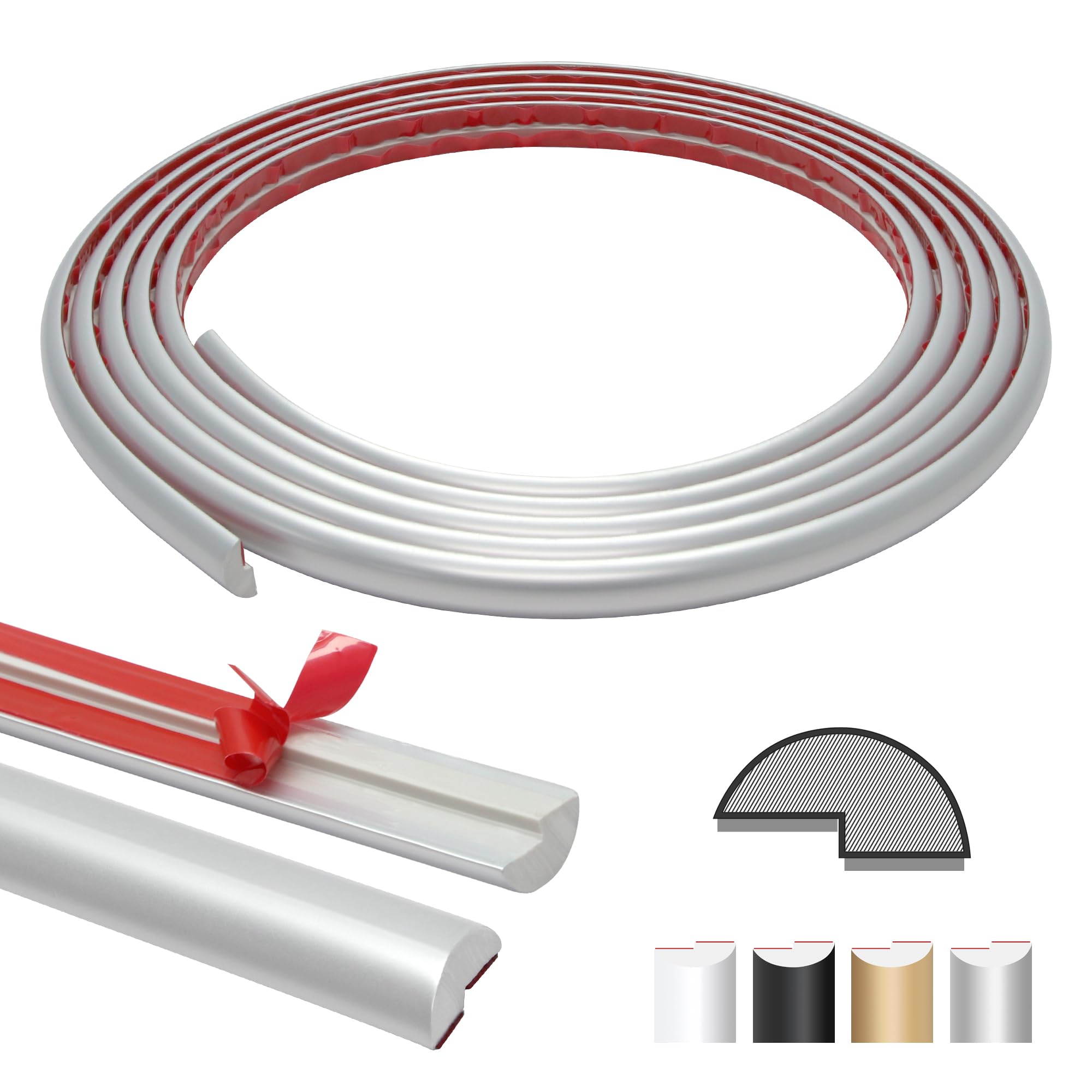 Photo 1 of The Tiles Plaza Peel and Stick Tile Edge Trim for Backsplash Tile. 15 Feet Self Adhesive PVC Trim Molding Decorative Trim, Matte Silver