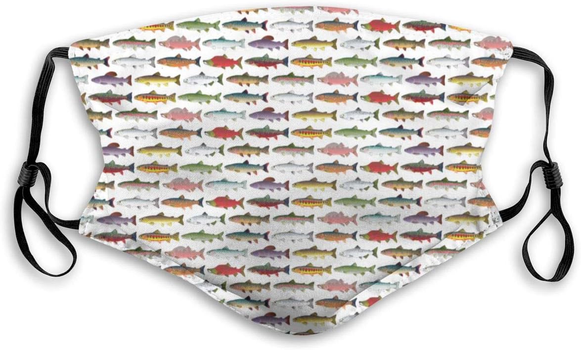 Trout and Salmon Pattern Anti_Pollution_Mask Breathable Washable Dust_Proof_Mouth_Masks