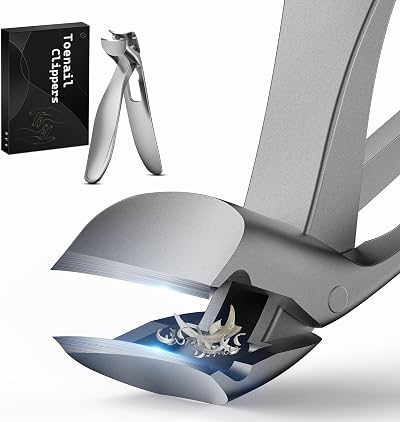 FERYES Angled Head Toenail Clipper Large Wide Jaw Thick Nails Ergonomic
