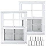 2 Pack White Shed Windows 24" x 27" Flush Mount