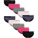 Reebok Womens Bikini Underwear - 10 Pack Stretch Performance Briefs Bikini Panties - Seamless Underwear for Women (Size S-XL)