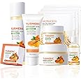 Turmeric Face Skincare Set,9 Pcs Turmeric Skin Care Set with 3 Honey Face Masks,Turmeric Soap Bar,Face Wash,Toner,Face Serum,Face Moisturizer Cream,Eye Cream,Moisturizing Turmeric Skin Care Kit