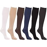Winterlace Women’s Trouser Socks, Opaque Stretchy Nylon Knee High, Many Colors, 6 or 12 Pairs
