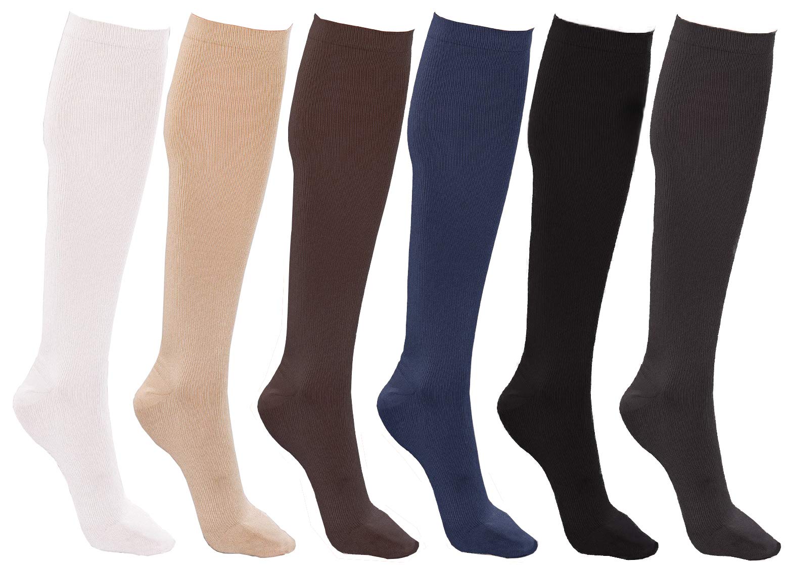 Photo 1 of Winterlace Women’s Trouser Socks, Opaque Stretchy Nylon Knee High, Many Colors, 6 or 12 Pairs