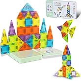 Mini Magnetic Tiles Travel magnetic blocks with Iron Box,50PCS Magnet Building Blocks Set Travel Toys for Kids Ages 3+,Portable Magnet blocks Toys Gifts for Toddlers Boys & Girls Christmas Birthday