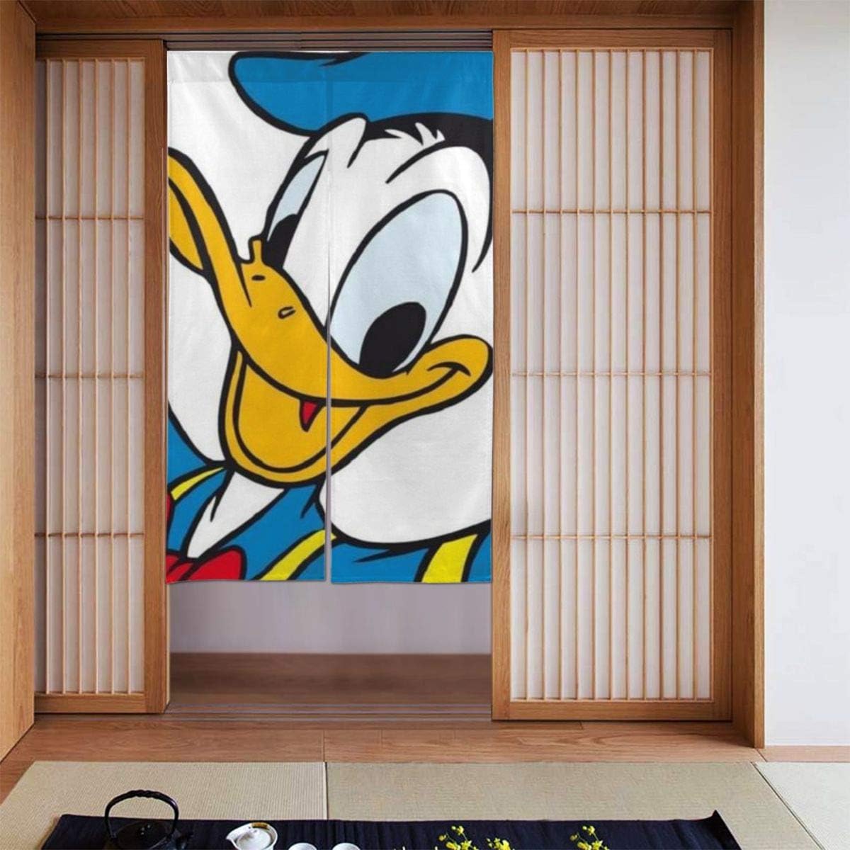 Amazon ドナルドダックが両手の壁紙を広げる7 のれん 遮光 断熱 おしゃれ インテリア 洗面所 階段用 玄関 出入り口 四季兼用 目隠しロング暖簾 86cm 143cm のれん オンライン通販