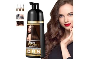 YOURTONE Hair Color Dye Shampoo Dark Brown for Gray Hair, Instant Natural Hair Dye Shampoo for Women & Man, 3-In-1 & Semi-Permanent, Herbal Ingredients & Ammonia-Free, Fast Acting and Long Lasting (DARK BROWN)