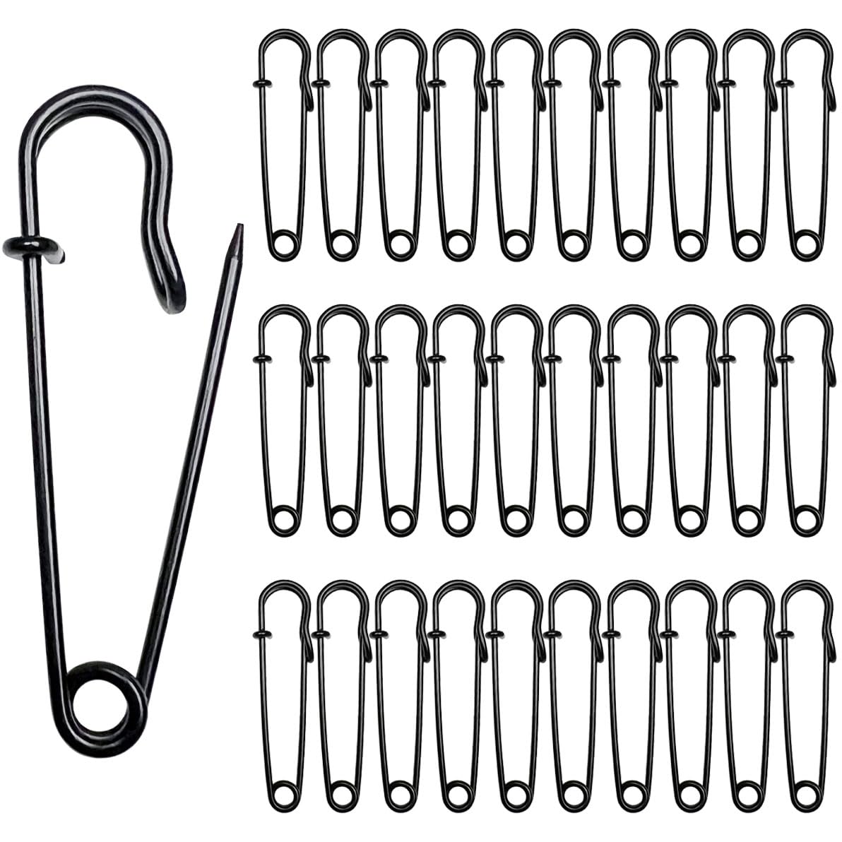 Photo 1 of 30 Pcs Large Safety Pins 2 Inch Heavy Duty Blanket Pins Big Safety Pin Steel Safety Pins for Blankets Clothes Crafts Leather Canvas, Black