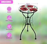 GEEZY Mosaic Garden Table - Poppies Design, 30.5cm Weatherproof Iron view 3