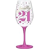 X&O Paper Goods QWGO-20897 21' 21st Acrylic Wine Glass, 12 oz, Finally 21 Birthday