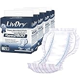 LivDry High Absorbency Pad Insert for Incontinence Briefs and Adult Diapers, Women and Men, Hyper 2400 (72 Count)