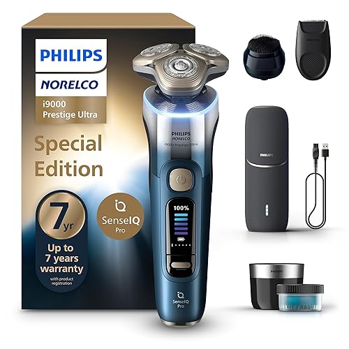 Philips Norelco Shaver i9000 Prestige Ultra Special Edition - Wet & Dry Electric Shaver, SenseIQ Pro Technology, Triple Lift & Cut System, 360 Rotating NanoTech Precision Blades, Model XP9406/93