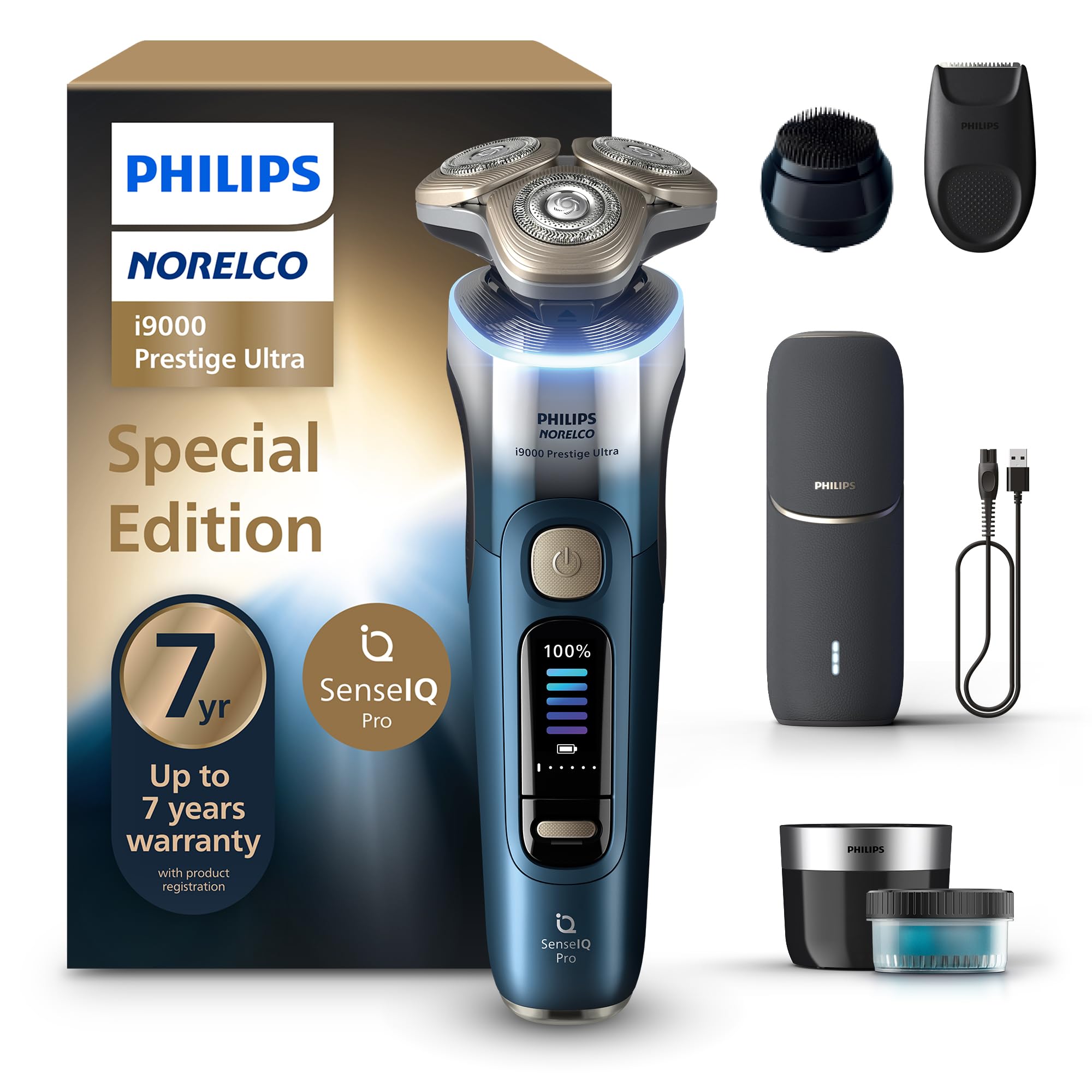 Photo 1 of Philips Norelco Shaver i9000 Prestige Ultra Special Edition - Wet & Dry Electric Shaver, SenseIQ Pro Technology, Triple Lift & Cut System, 360 Rotating NanoTech Precision Blades, Model XP9406/93