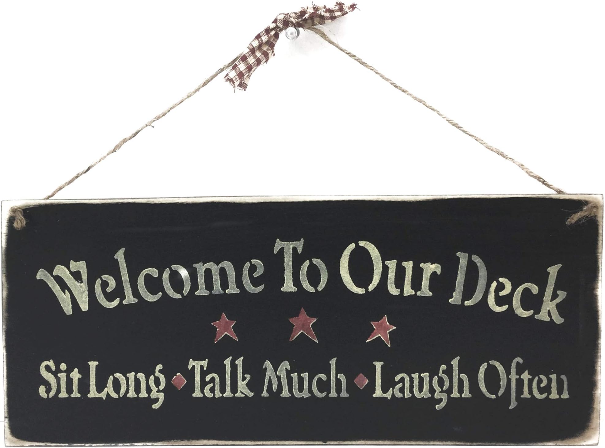 Welcome to Our Deck Black Wood'n Sign