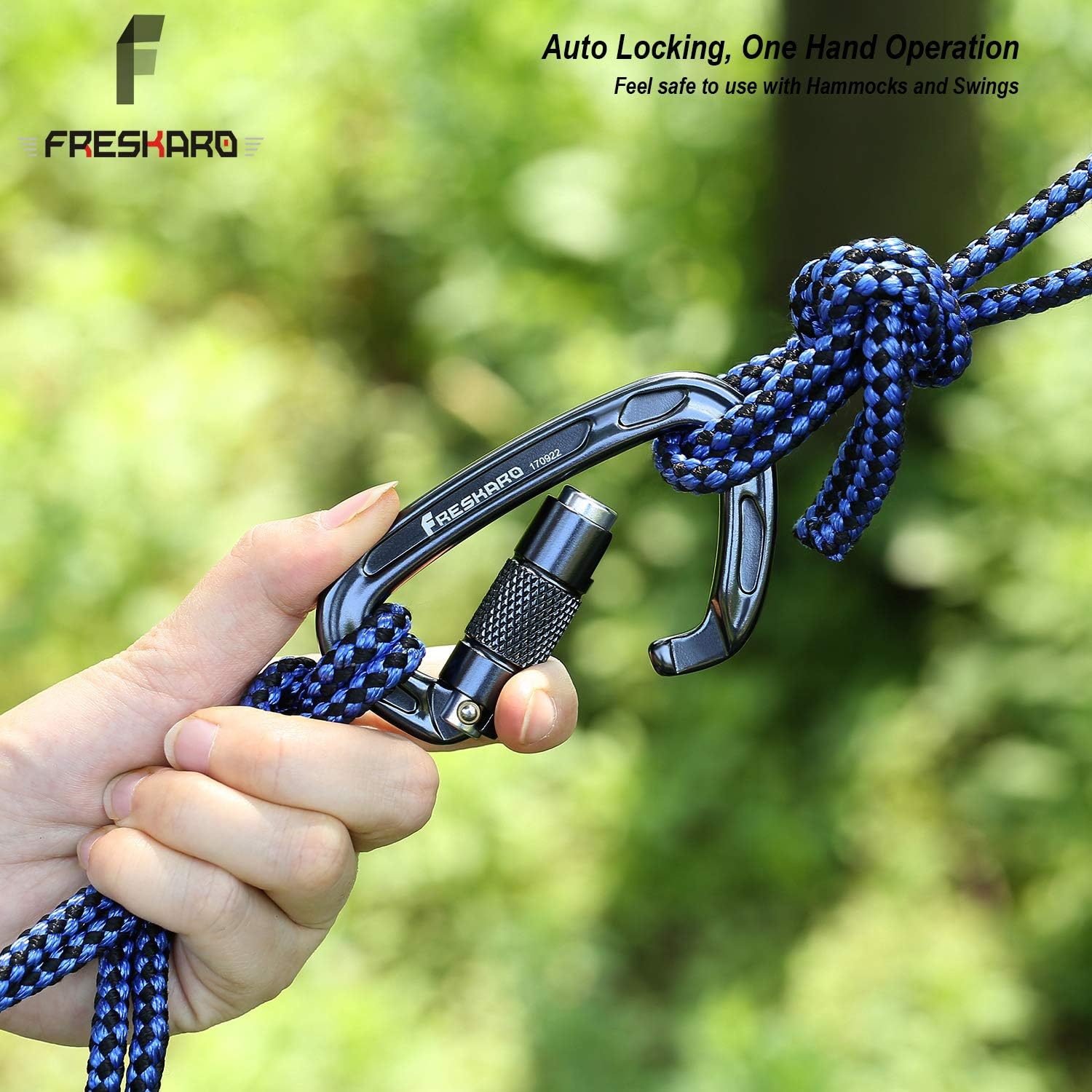 FresKaro 4inches Climbing Carabiner Clips, UIAA Certified 25kN Auto Locking Carabiners, Made of 7075 Aluminium, Lightweight, Rust Free and Heavy Duty, for Rappelling, Hiking etc, Spacegray, 3PCS : Sports & Outdoors