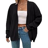 SECRETEYARD Women's Plus Size Long Sleeve Chunky Oversized Open Front Knit Cardigan Sweater