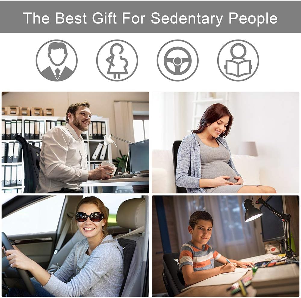 Lumbar Pillow, OVEYNERSIN Comfortable Lumbar Support Pillow, Office Car Seat Cushion, Memory Foam Back Cushion with Breathable Mesh for Relieves Back, Hip, Tailbone, Sciatica Pain: Kitchen & Dining