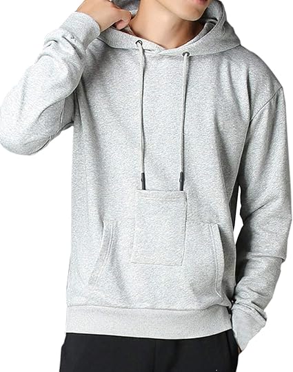 Amazon Jinsx パーカー メンズ 大きいサイズ 無地 薄手 シンプル フード付き カジュアル きれいめ ポケット ストレッチ 春秋夏 灰 Xl トレーナー パーカー 通販