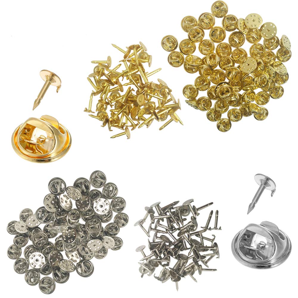 Photo 1 of 120 Pack Butterfly Clutch with Blank Pins,YuCool Pin Backs Tie Tacks Replacement for Craft& Jewelry Making -Locking Pin Backs(60 Silver and 60 Gold)