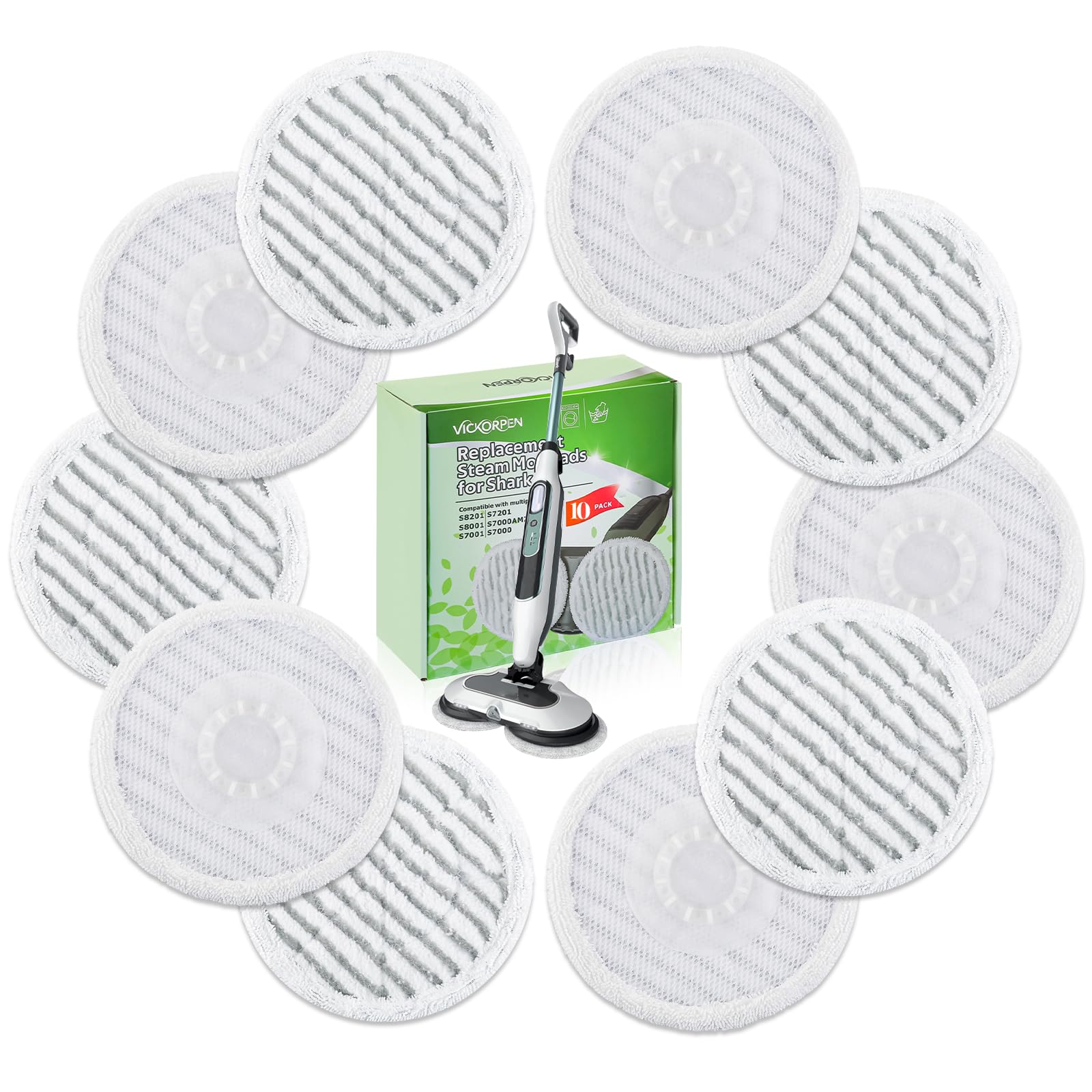 Photo 1 of 10 Pack Steam Mop Replacement Pads for Shark S8001 S7001 S7201 S7000AMZ S8201 Steamer Mop Washed Pad Repeatedly for All Floors Cleaning
