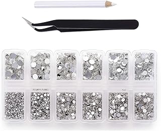 Klare Strasssteine mit flacher Rückseite zum Basteln, 4200 Stück, runde Kristall-Edelsteine, Aufkleber für Kleidung, 1,5–4,8 mm, 6 Größen