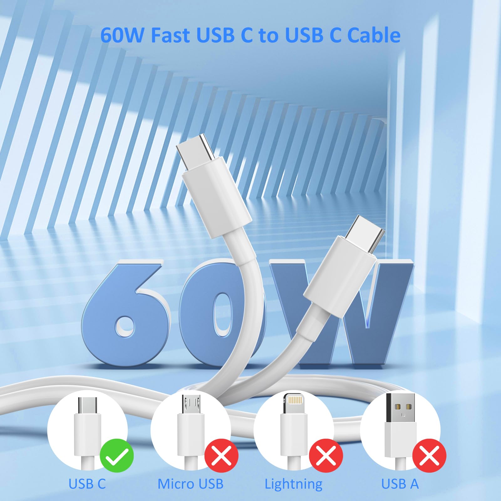 USB C Charger Type C Fast Charging 2 Pack 25W Chargers Block with 2 Pack 6FT USB C to C Cable for iPhone 17 16 15 Pro Max/iPad/Samsung Series and More