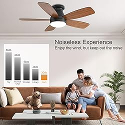 JSAITEE Ceiling Fans with Lights, 42 Inch Low