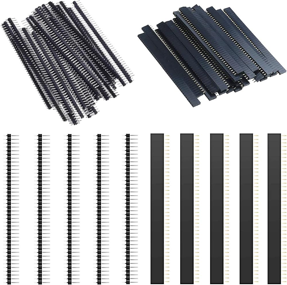 Youmile 60pcs 2.54mm Pin Header Male Female 40Pin Single Row Breakaway PCB Kit
