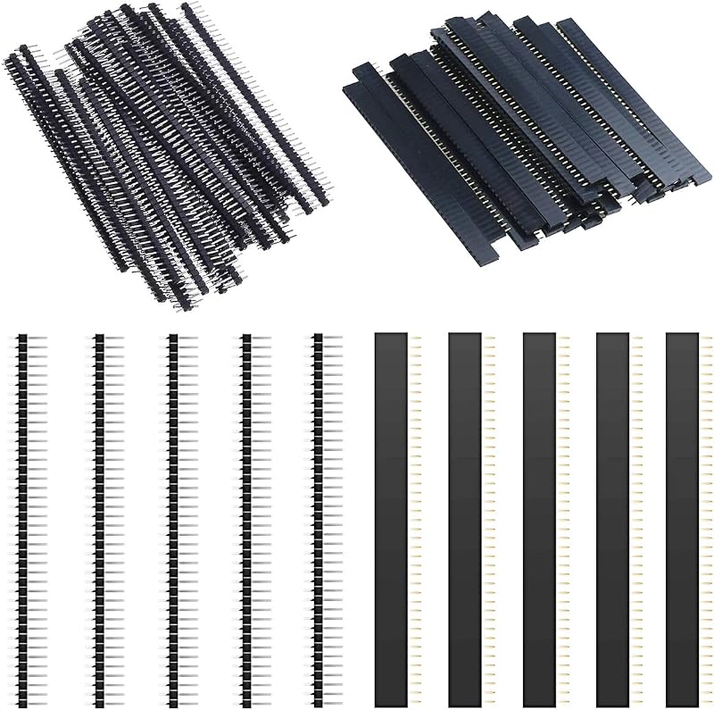 Youmile 60pcs 2.54mm Pin Header Male Female 40Pin Single Row Breakaway PCB Kit